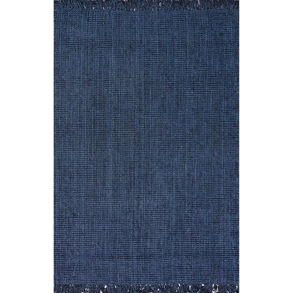 nuLOOM Daniela Chunky Jute Navy 7' 6" x 9' 6" Farmhouse Area Rug