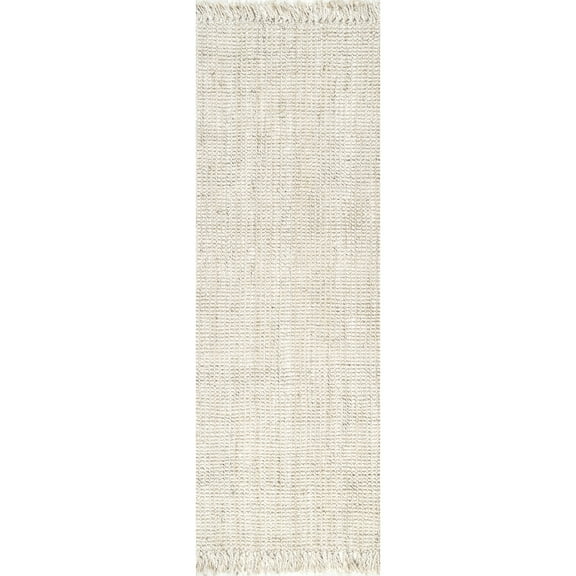 nuLOOM Daniela Chunky Jute Off-White 2' 6" x 12' Farmhouse Runner Rug