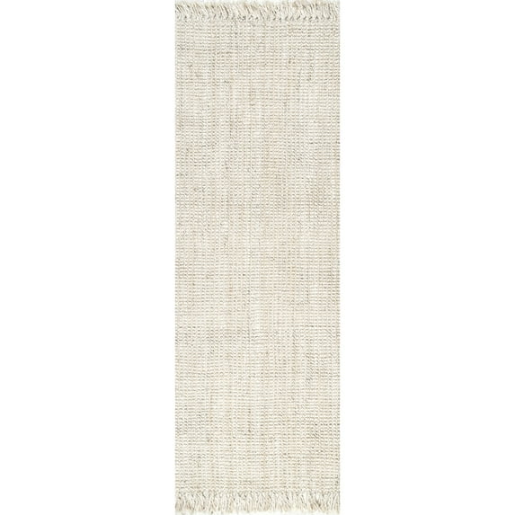 nuLOOM Daniela Chunky Jute Off-White 2' 6" x 14' Farmhouse Runner Rug