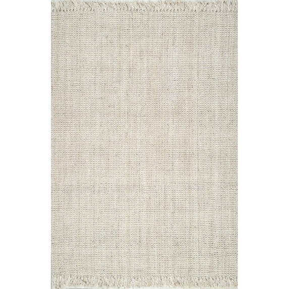 nuLOOM Daniela Chunky Jute Off-White 4' Farmhouse Square Rug