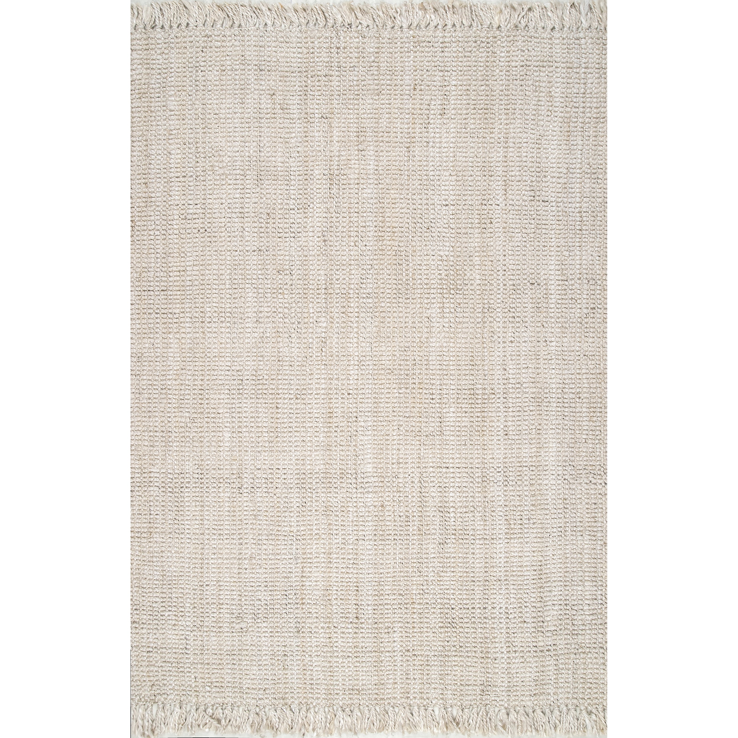 Handmade Off-White Square Jute Area Rug, 4' x 4'