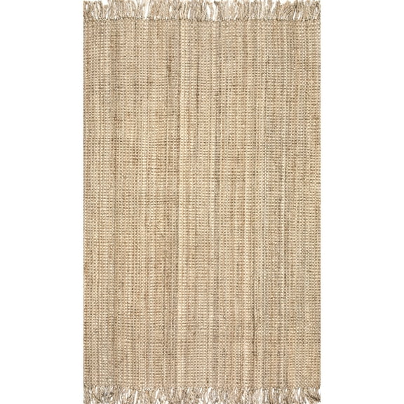 nuLOOM Daniela Farmhouse Chunky Jute Area Rug, 6' Square, Natural
