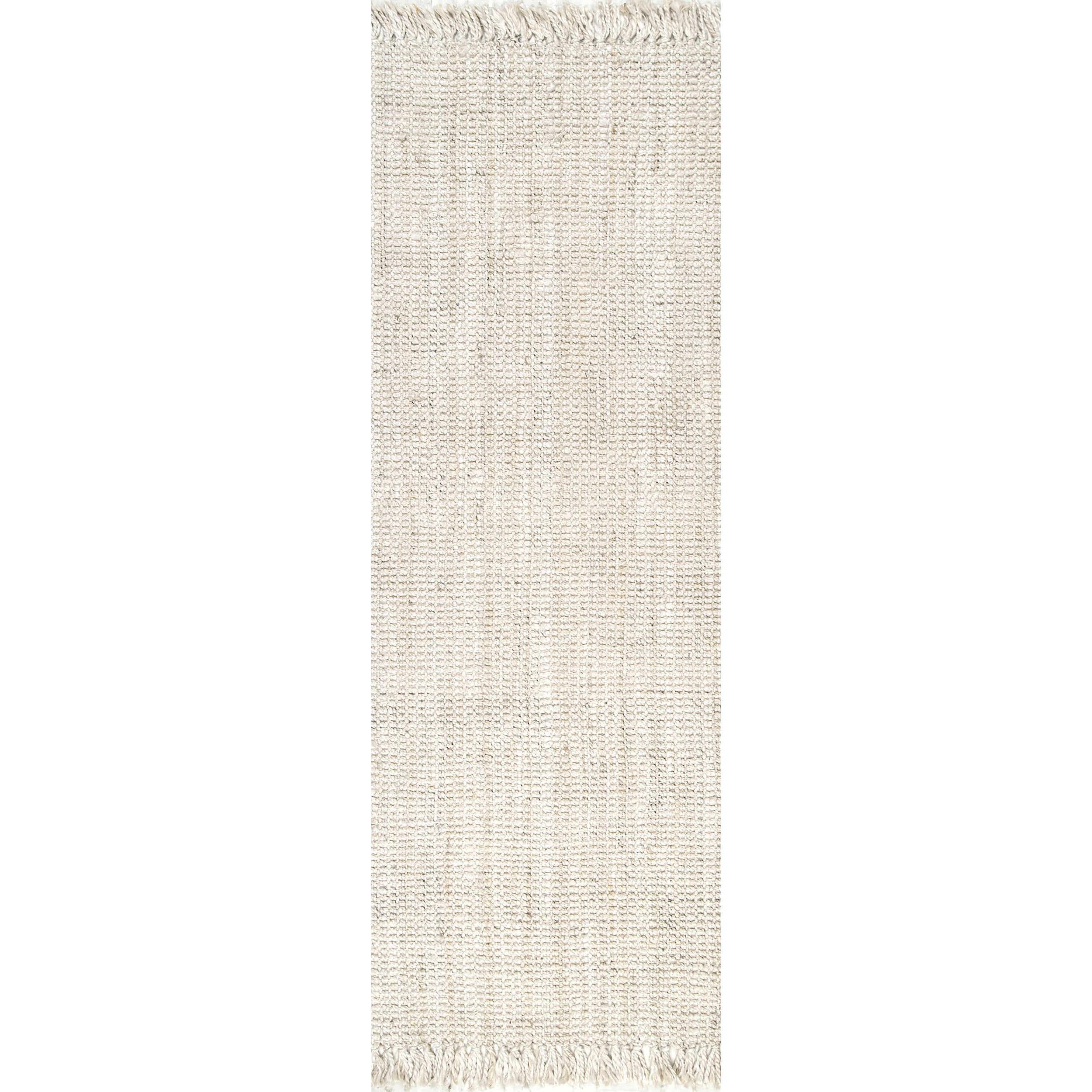 Handwoven Off-White Chunky Jute 2' 6" x 6' Runner Rug