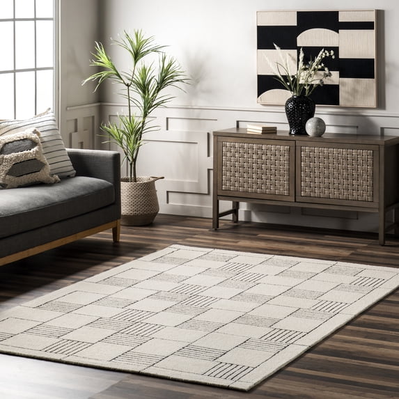 nuLOOM Danika Abstract Checkered Wool Area Rug, 8' x 10', Danika Ivory