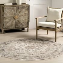 nuLOOM Davi Faded SplashGuard Machine Washable Area Rug, 6', Round, Davi Stone
