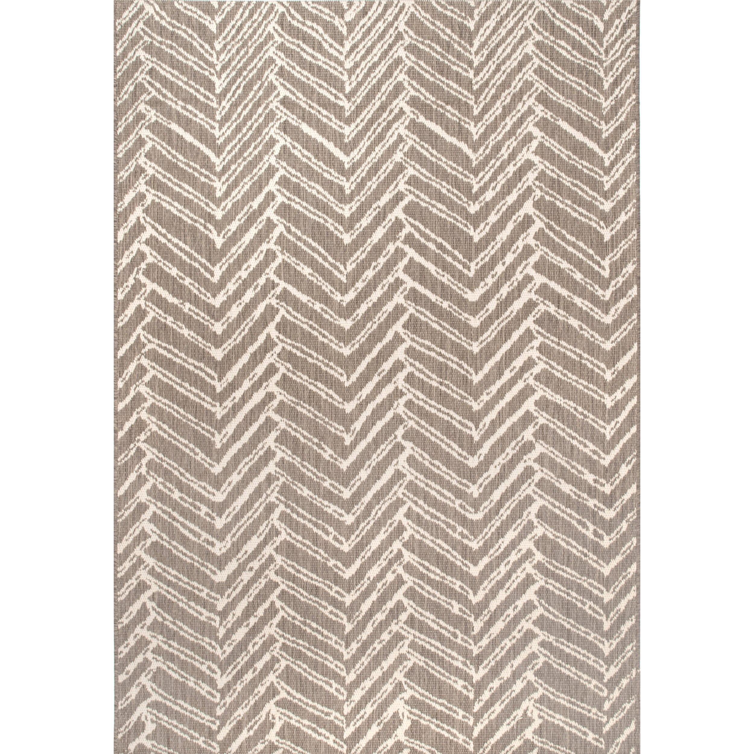 Gray Herringbone 52"x24" Easy-Care Synthetic Rectangular Rug