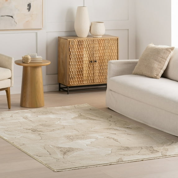 nuLOOM Dehlila Plush Abstract Area Rug, 4' x 6' 5", Dehlila Beige