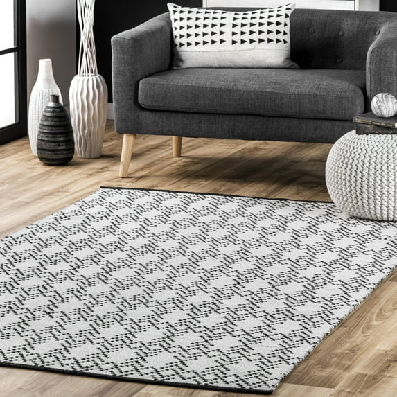 nuLOOM Skye Geometric Cotton Flatweave Area Rug, 4' x 6', Skye Ivory