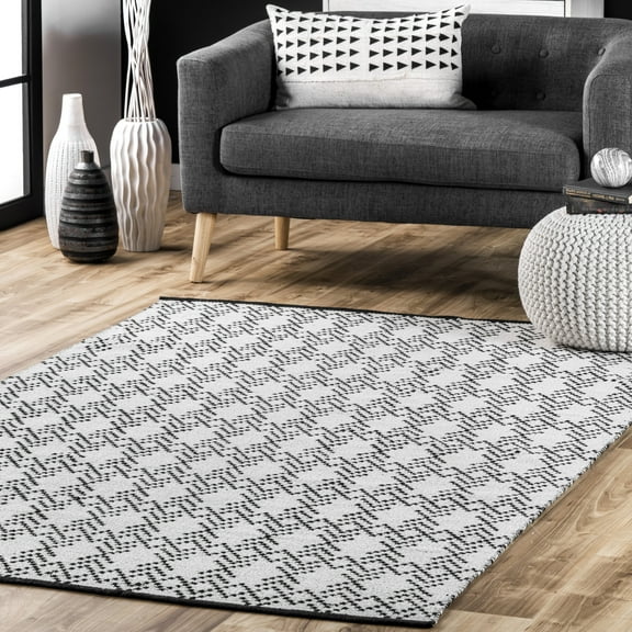 nuLOOM Skye Geometric Cotton Flatweave Area Rug, 5' x 8', Skye Ivory