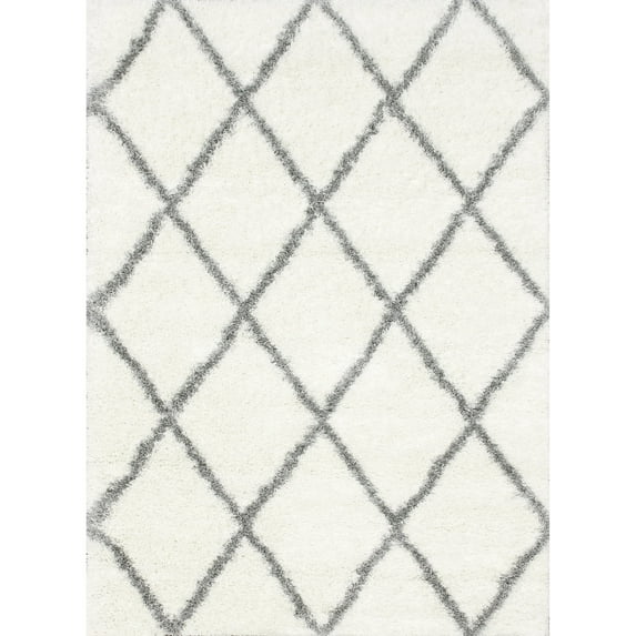 nuLOOM Diamond Soft & Plush Shag Area Rug, 9' x 12', Gray