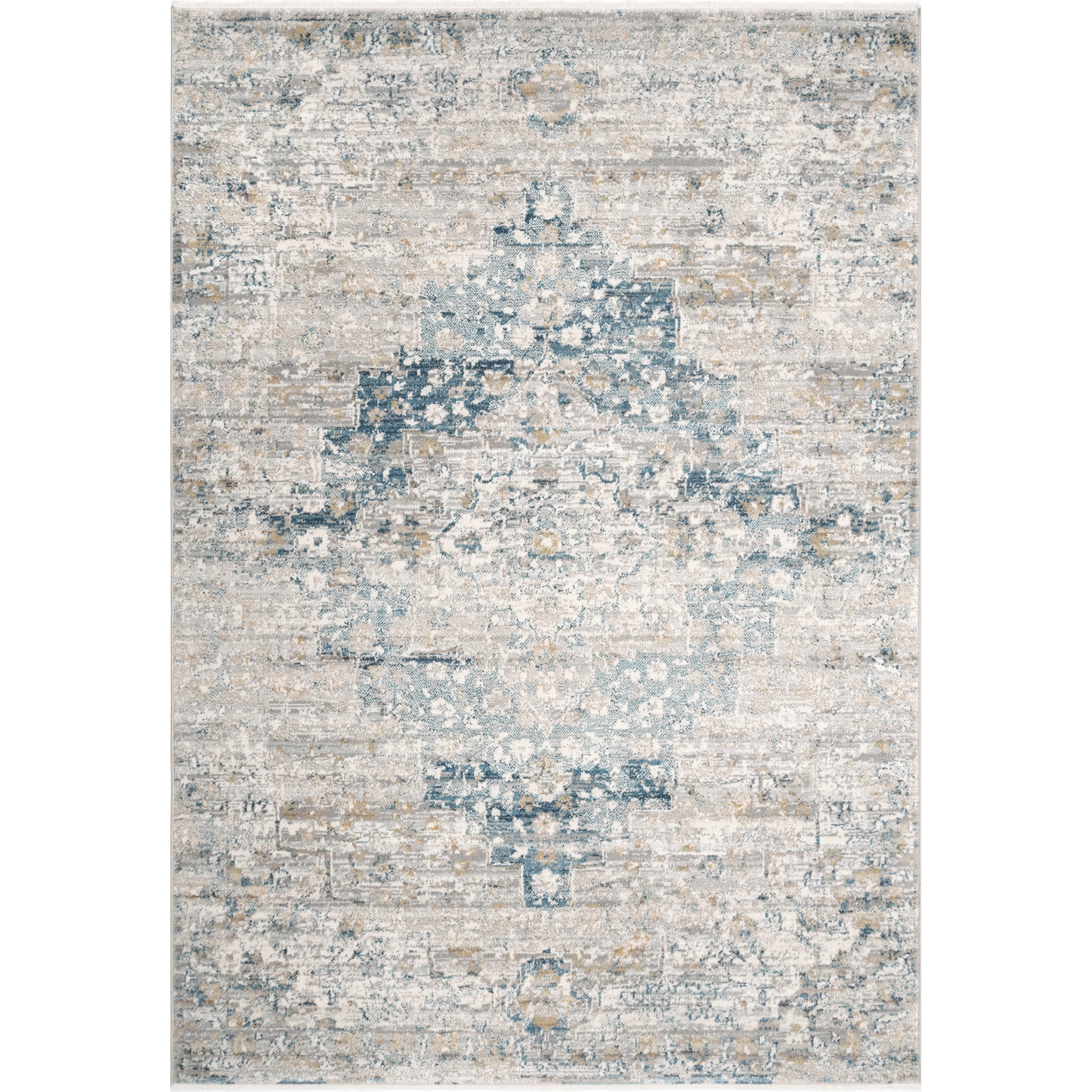 Blue Medallion Synthetic Easy Care Area Rug