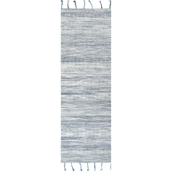 nuLOOM Diem Geometric Cotton Tassel Runner Rug, 2' x 6', Blue