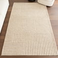 thumbnail image 1 of nuLOOM Dorene Contemporary High-Low Striped Wool Area Rug, 6' x 9', Beige, 1 of 9