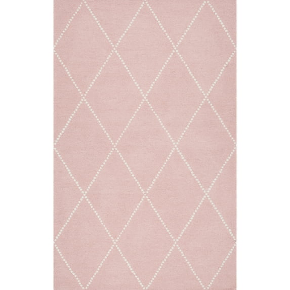 nuLOOM Dotted Diamond Trellis Wool Accent Rug, 3' x 5', Baby Pink