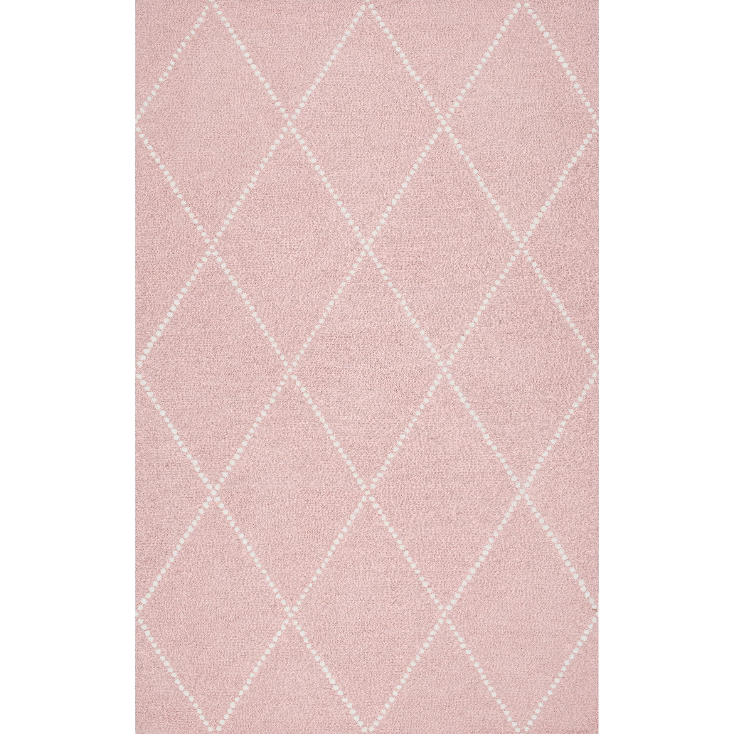 Charming Baby Pink Handmade Wool Rug 4' x 6' with Tufted Detail