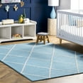 thumbnail image 1 of nuLOOM Dotted Diamond Trellis Wool Area Rug, 6' x 9', Aqua, 1 of 2