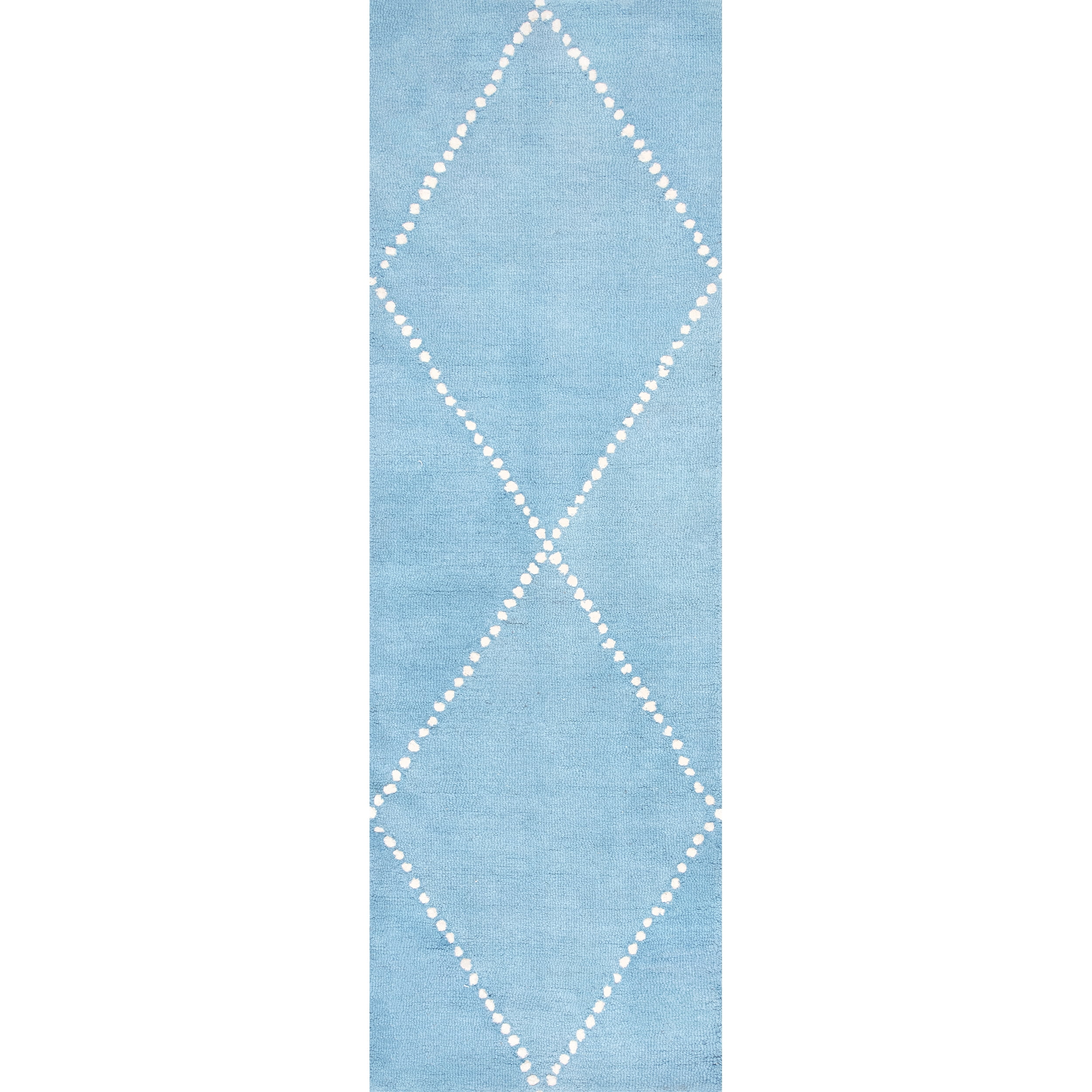 nuLOOM Dotted Diamond Trellis Wool Runner Rug, 2' x 6', Aqua