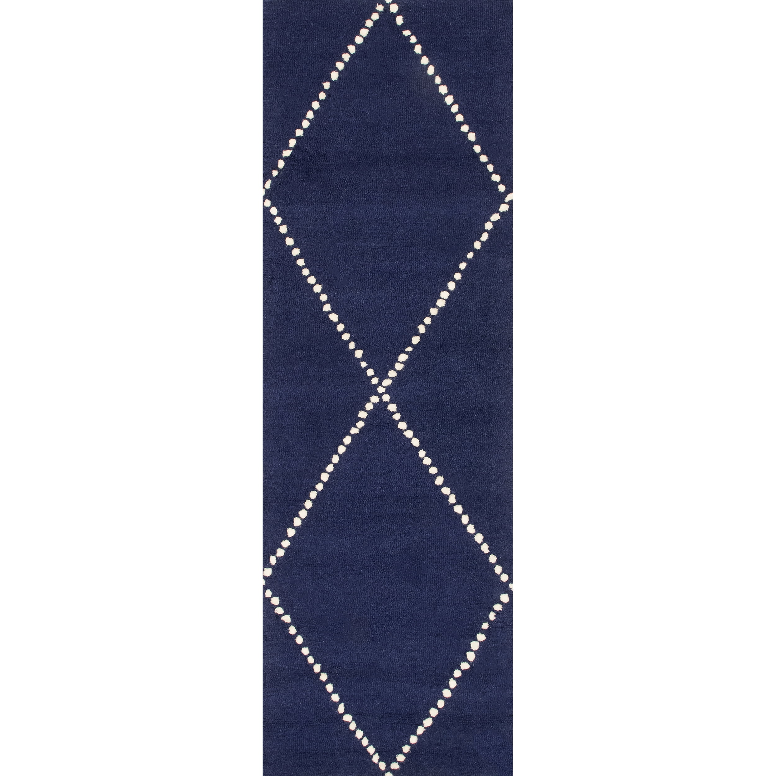 nuLOOM Dotted Diamond Trellis Wool Runner Rug, 2' x 6', Navy