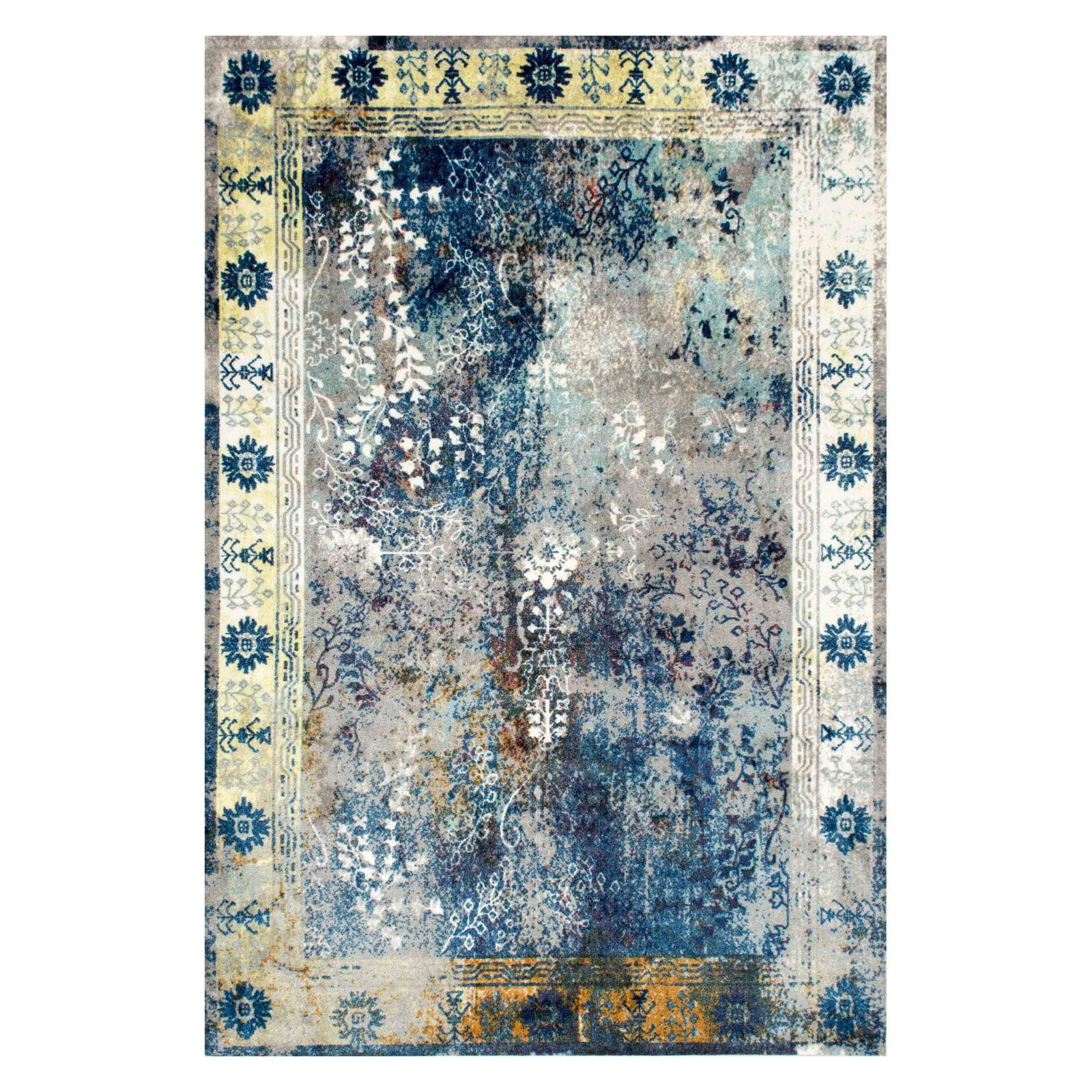 Luxe Blue Synthetic 5' x 8' Rectangular Easy-Care Area Rug