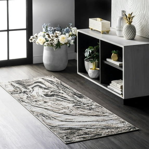 nuLOOM Drea Marble Abstract Area Rug, 2' x 6', Runner, Drea Grey