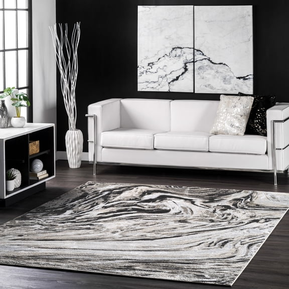 nuLOOM Drea Marble Abstract Area Rug, 4' 3" x 6' 3", Drea Grey