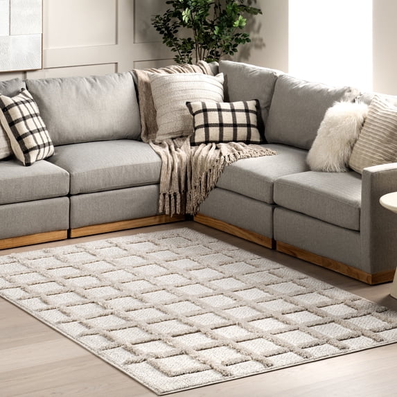 nuLOOM Dymphna Scandinavian Checkered Area Rug, 7' 10" x 10', Dymphna Ivory