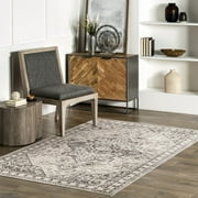 nuLOOM Eira Medallion SplashGuard Machine Washable Area Rug, 6 x 9, Eira Taupe