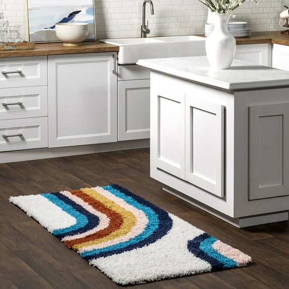 nuLOOM Ela Half Rainbow Shag Area Rug, 2' 6" x 6', Runner, Blue