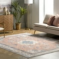 thumbnail image 1 of nuLOOM Eleanor SpinClean Machine Washable Distressed Medallion Area Rug, 3' x 5', Eleanor Light Rust, 1 of 9