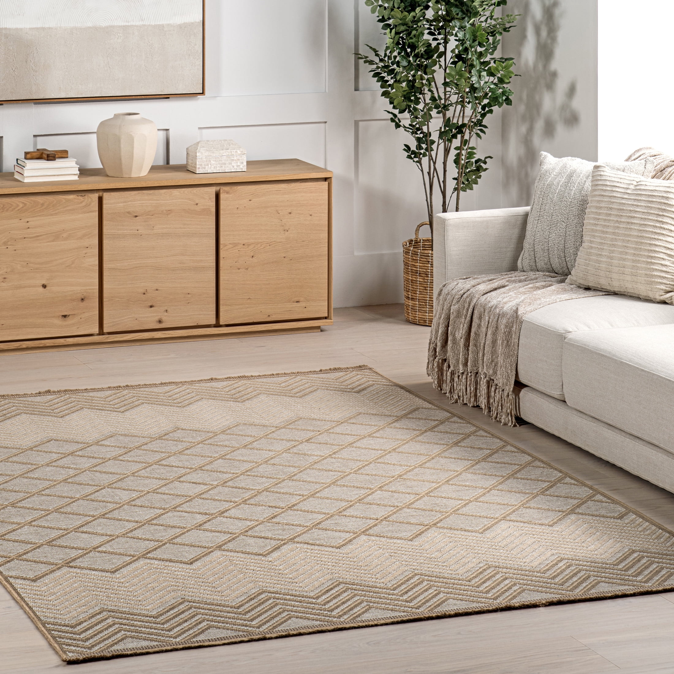nuLOOM Eleanora Geometric Transitional Jute Area Rug, 4' x 6', Eleanora Ivory