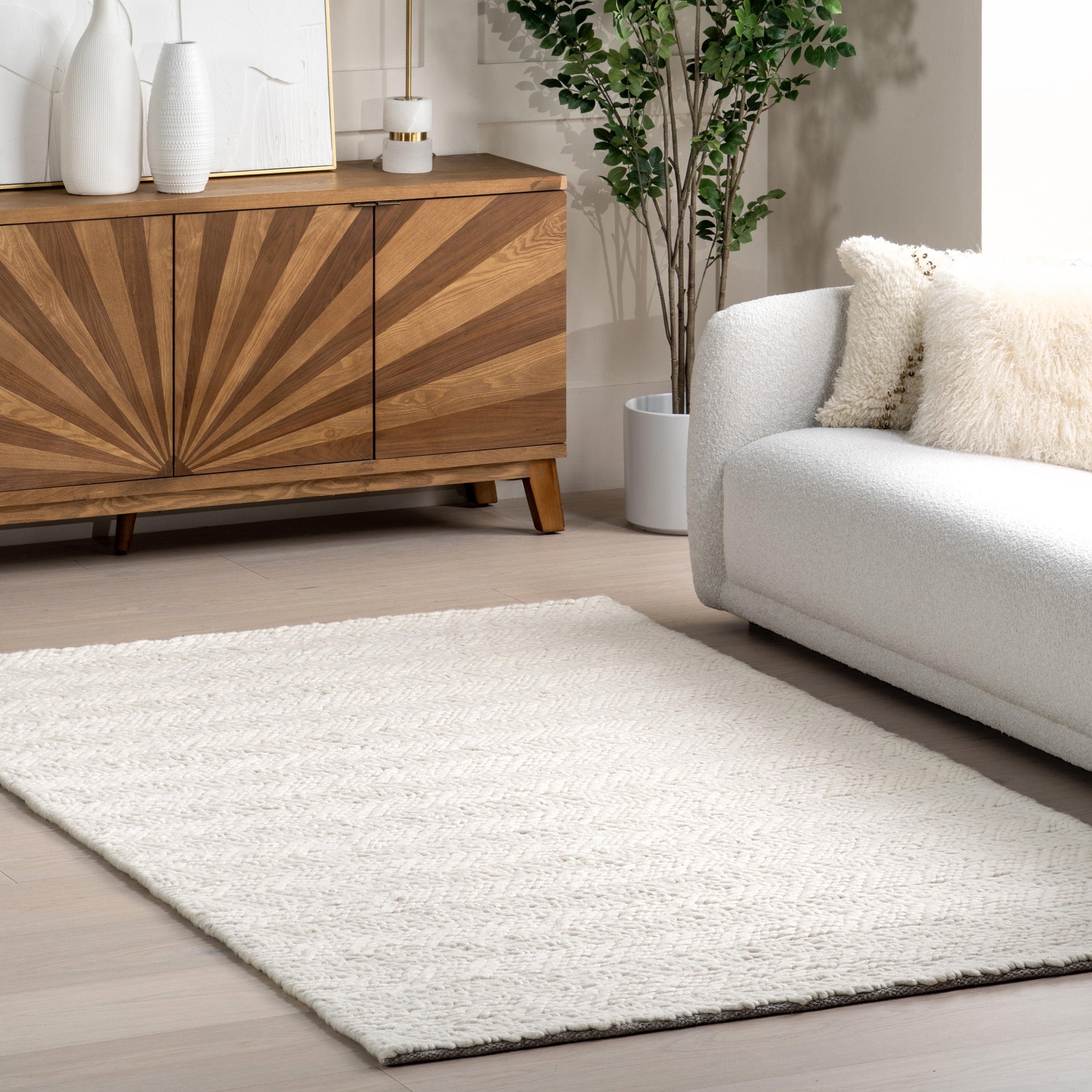 nuLOOM Electra Contemporary Wool Area Rug, 2' x 3', Ivory