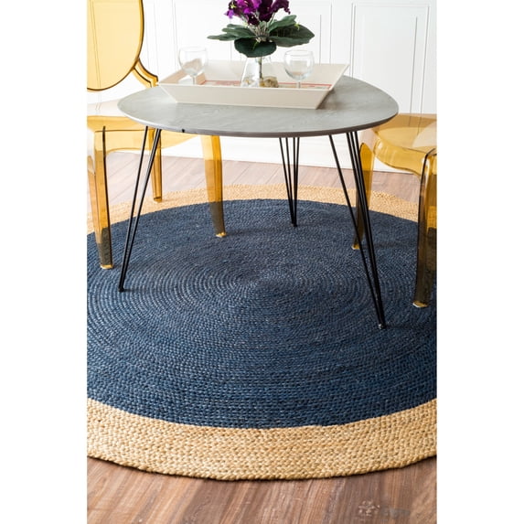 nuLOOM Eleonora Casual Jute Area Rug, 6', Round, Eleonora Navy