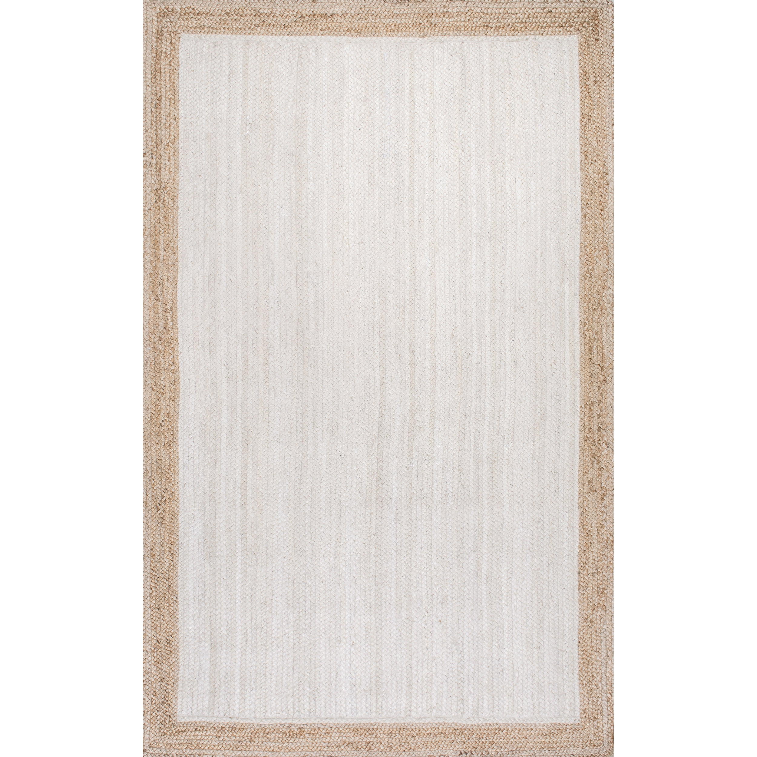 Eleonora White and Beige Braided Jute Square Rug