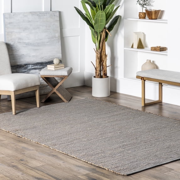 nuLOOM Elfriede Farmhouse Jute Blend Area Rug, 2' 6" x 10', Runner, Elfriede Grey