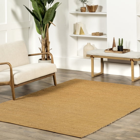 nuLOOM Elfriede Farmhouse Jute Blend Area Rug, 6' x 9', Sand