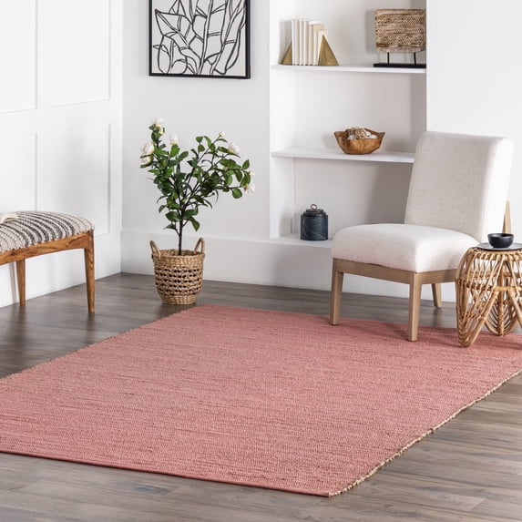 nuLOOM Elfriede Farmhouse Jute Blend Area Rug, 8' 6" x 11' 6", Pink