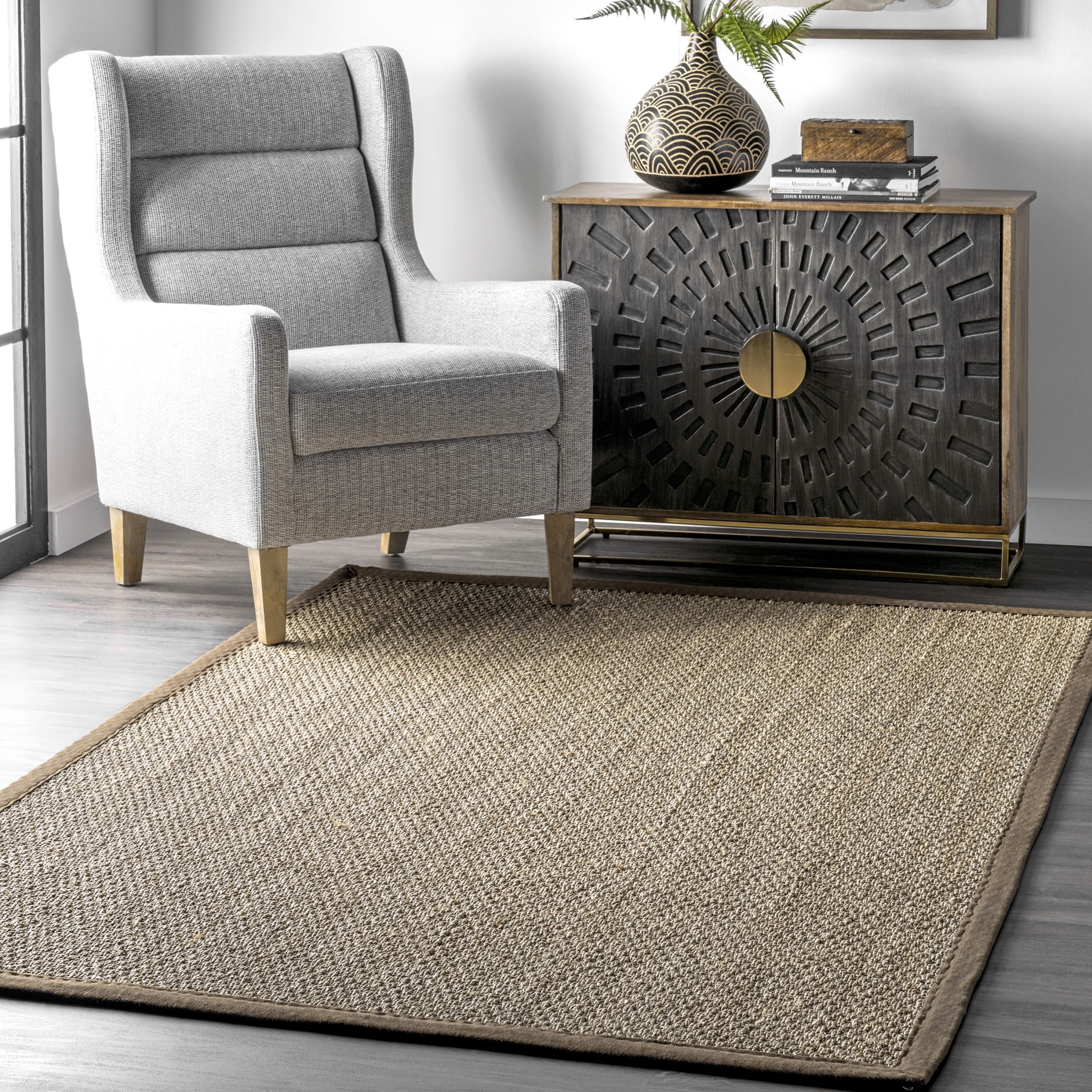 nuLOOM Elijah Farmhouse Seagrass Area Rug, 4' x 6', Elijah Brown