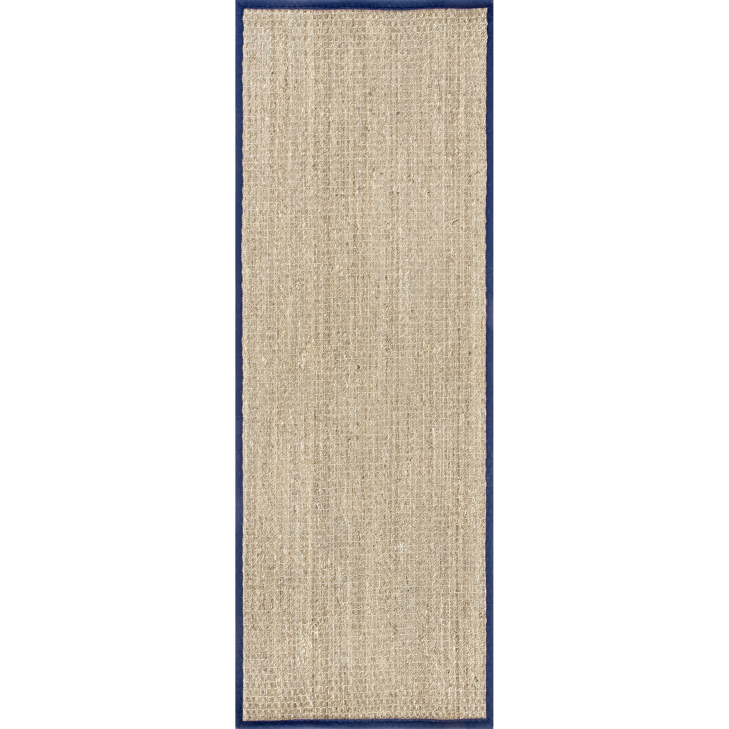 nuLOOM Elijah Seagrass Natural Runner Rug, 2' 6" x 8', Navy