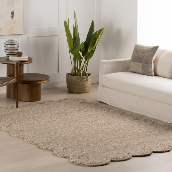 nuLOOM Elira Solid Bordered Area Rug, 8' 6" x 11' 6", Elira Tan