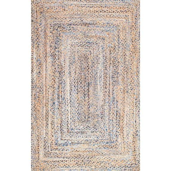 nuLOOM Eliz Hand Braided Jute Accent Rug, 3' x 5', Blue