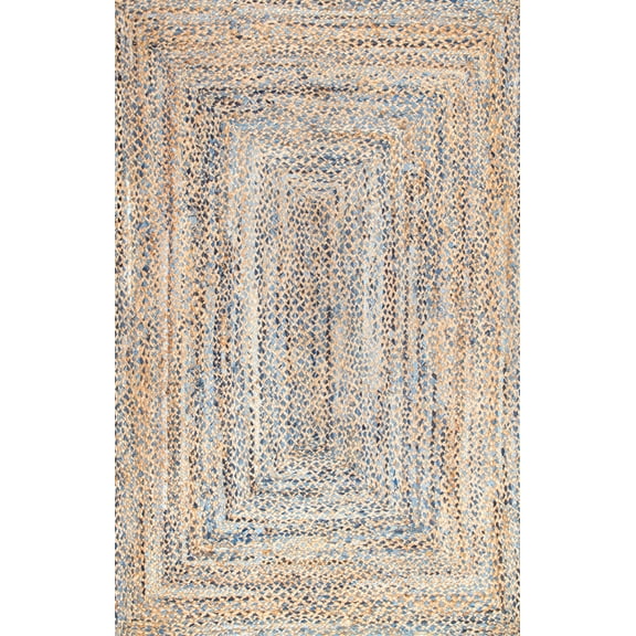 nuLOOM Eliz Hand Braided Jute Accent Rug, 3' x 5', Blue