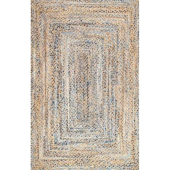 nuLOOM Eliz Hand Braided Jute Area Rug, 6', Blue