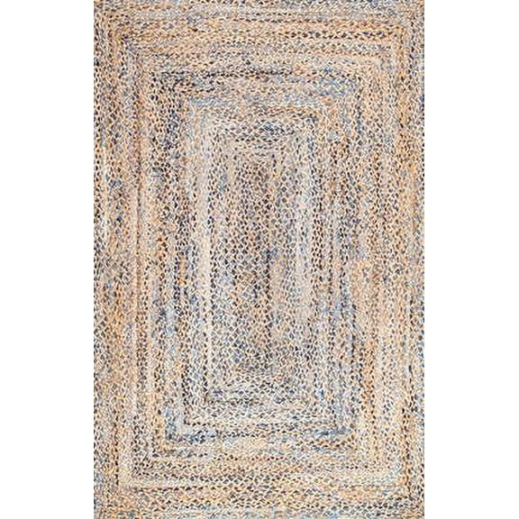 nuLOOM Eliz Hand Braided Jute Runner Rug, 2' 6" x 8', Blue
