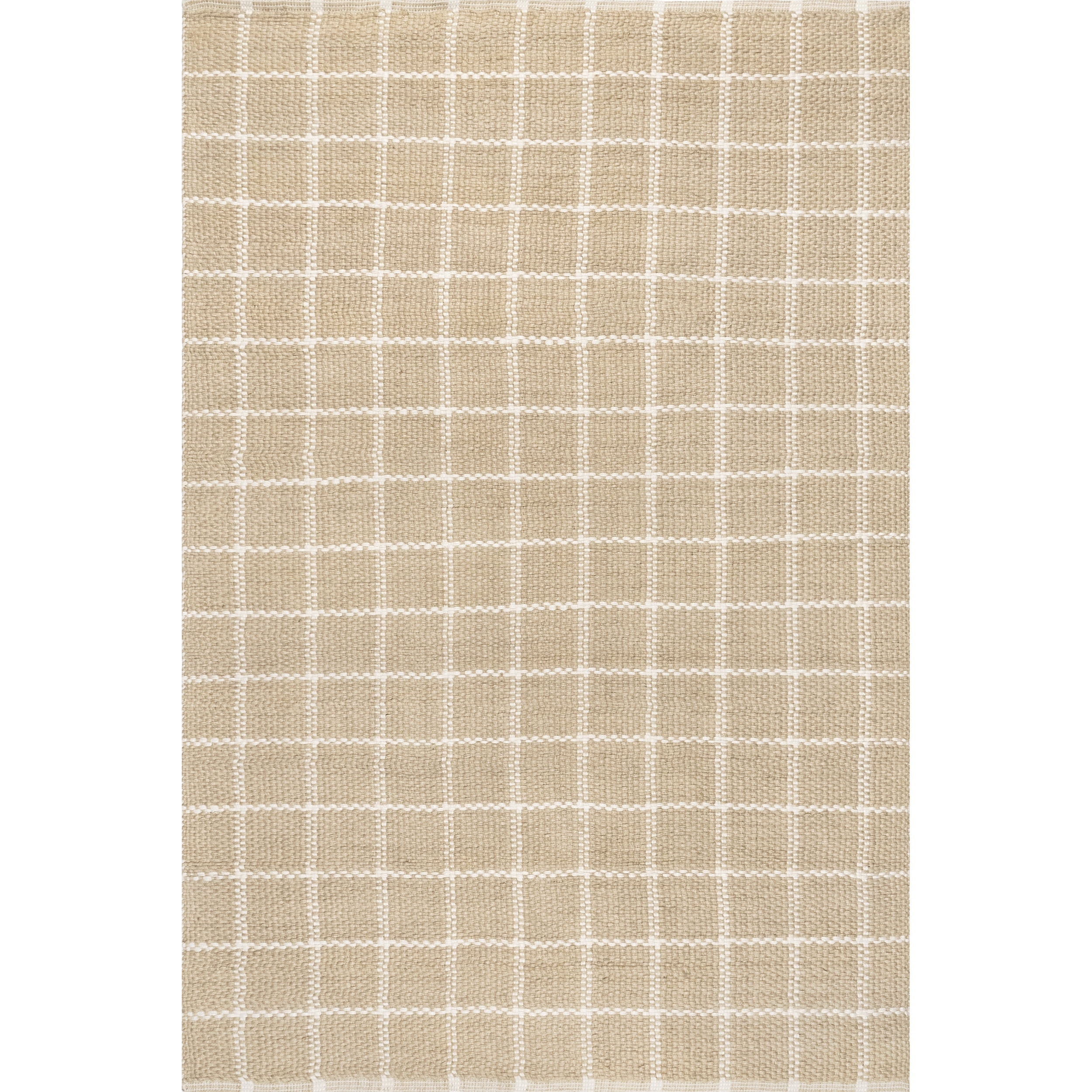 nuLOOM Ella Hand Woven Jute Farmhouse Checkered Flatweave Area Rug, 5' x 8', Natural