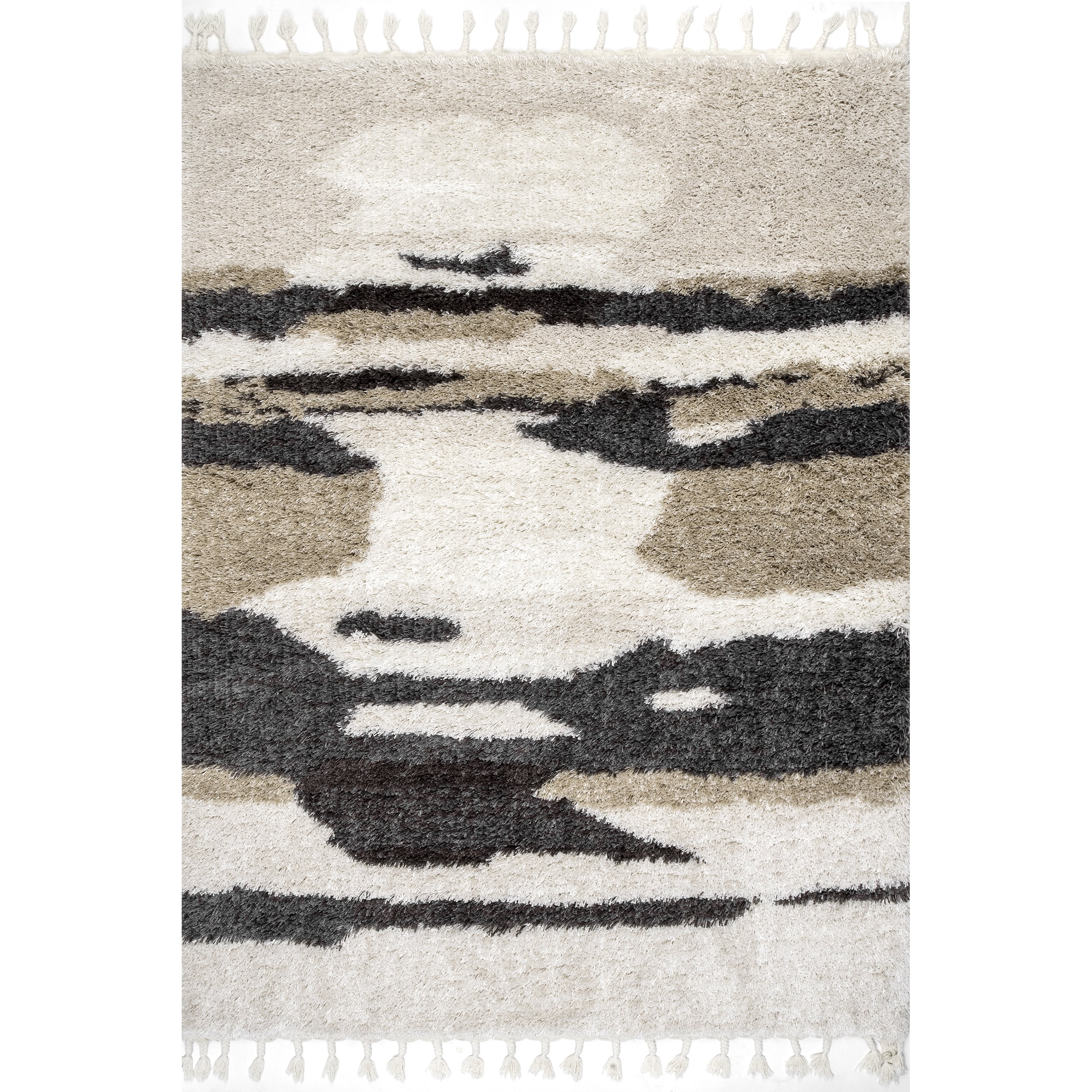 nuLOOM Elliot Soft Abstract Shag Tassel Area Rug, 5' 3" x 7' 6", Beige
