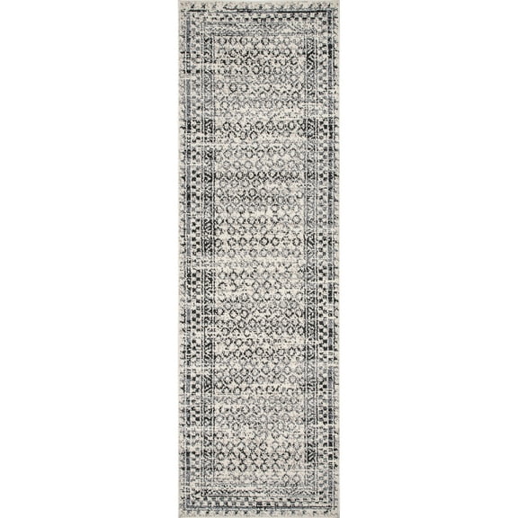 nuLOOM Elodie Distressed Diamonds Runner Rug, 2' 6" x 10', Light Gray