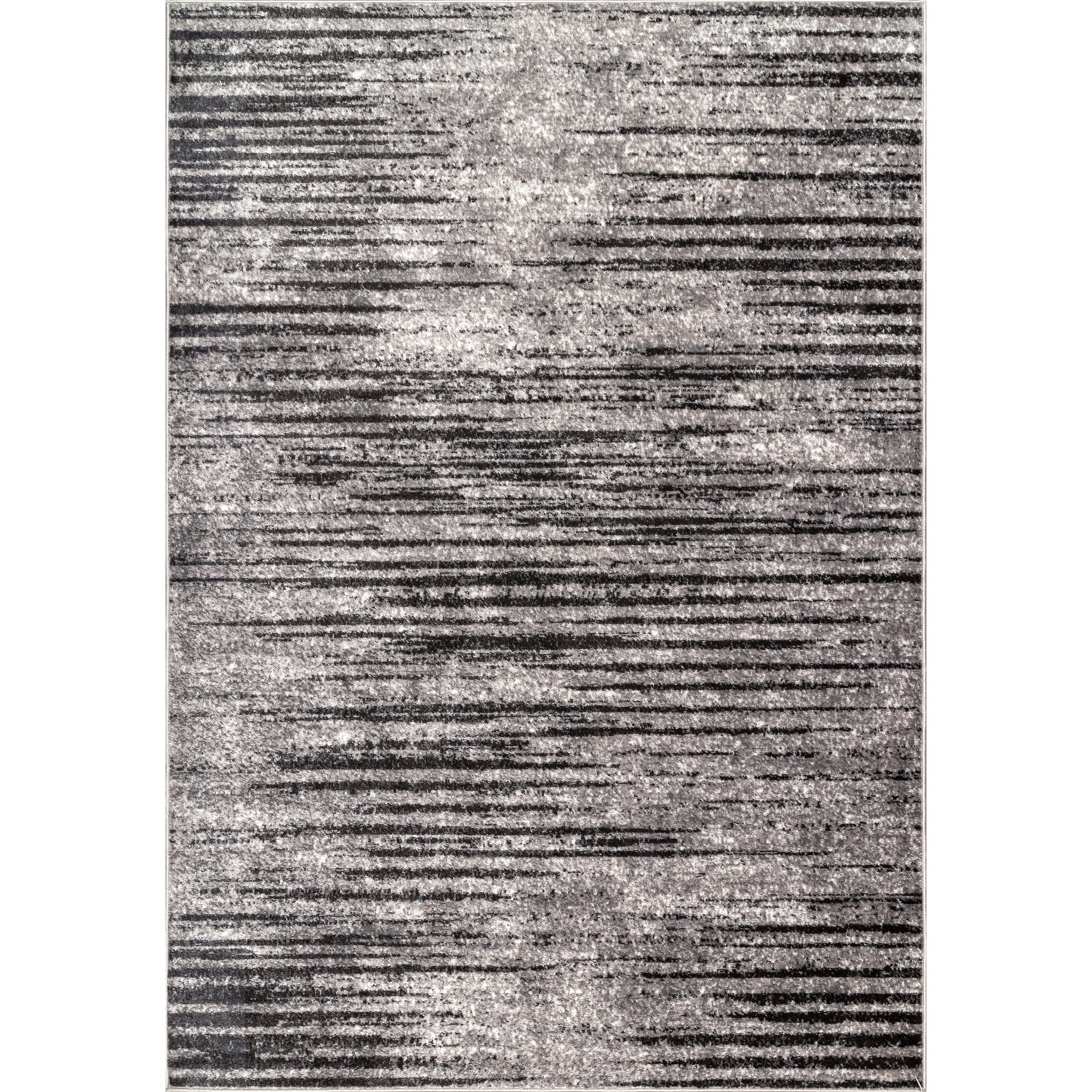 Gray Striped Synthetic Reversible Rectangular Area Rug 3' x 5'