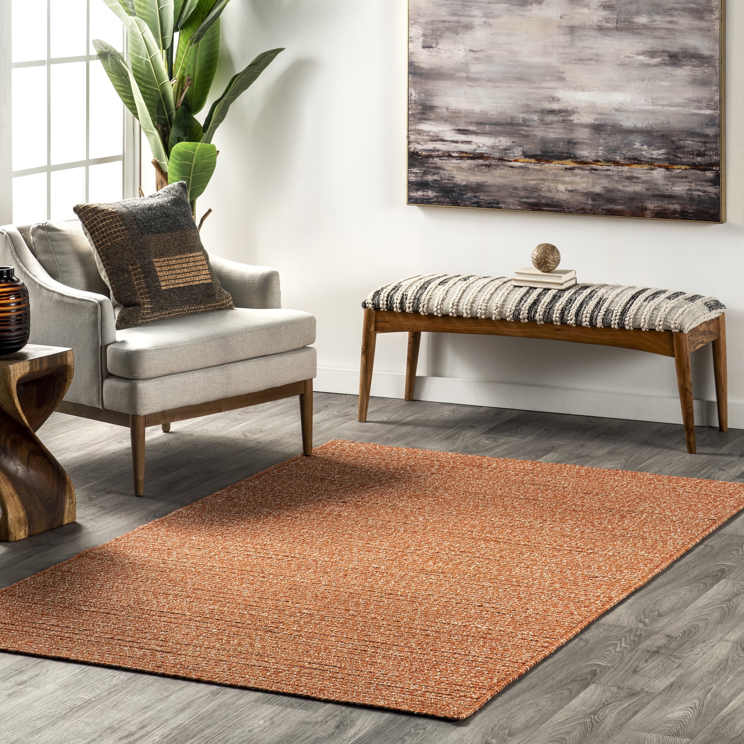 nuLOOM Elvira Casual  Braided Cotton Area Rug, 8' x 10', Orange