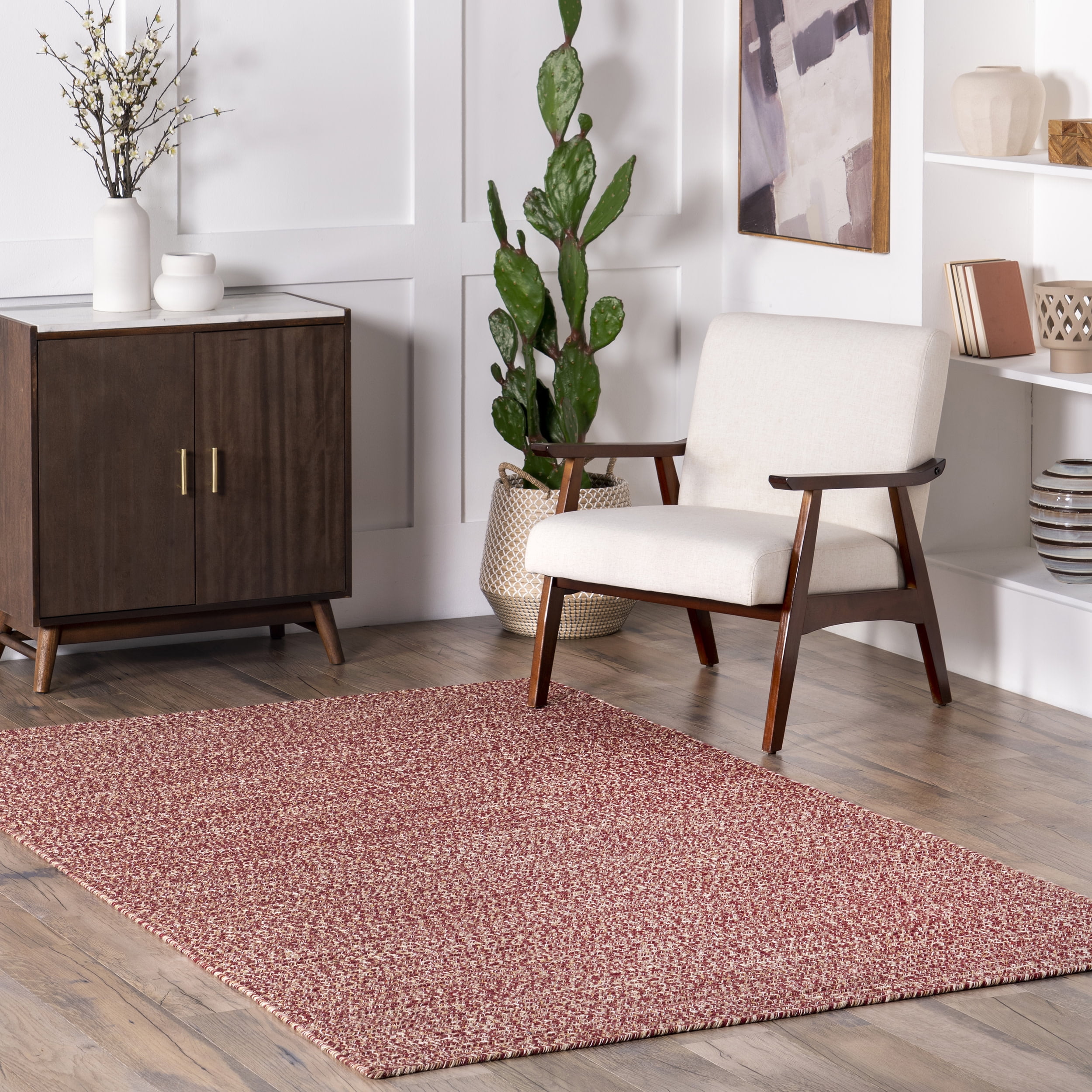 nuLOOM Elvira Casual  Braided Cotton Area Rug, 8' x 10', Wine