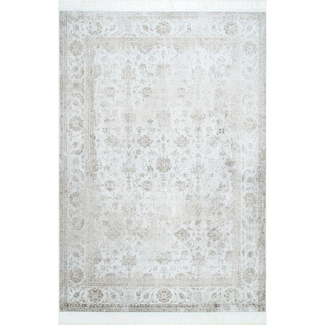 nuLOOM Elyse Vintage Floral Fringe Area Rug, 7' 6" x 9' 6", Ivory